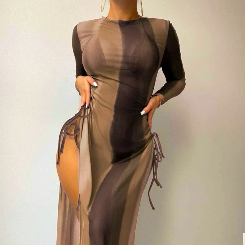 Colorblock Drawstring Halter Triangle Bikini Swimsuit with Cover Up